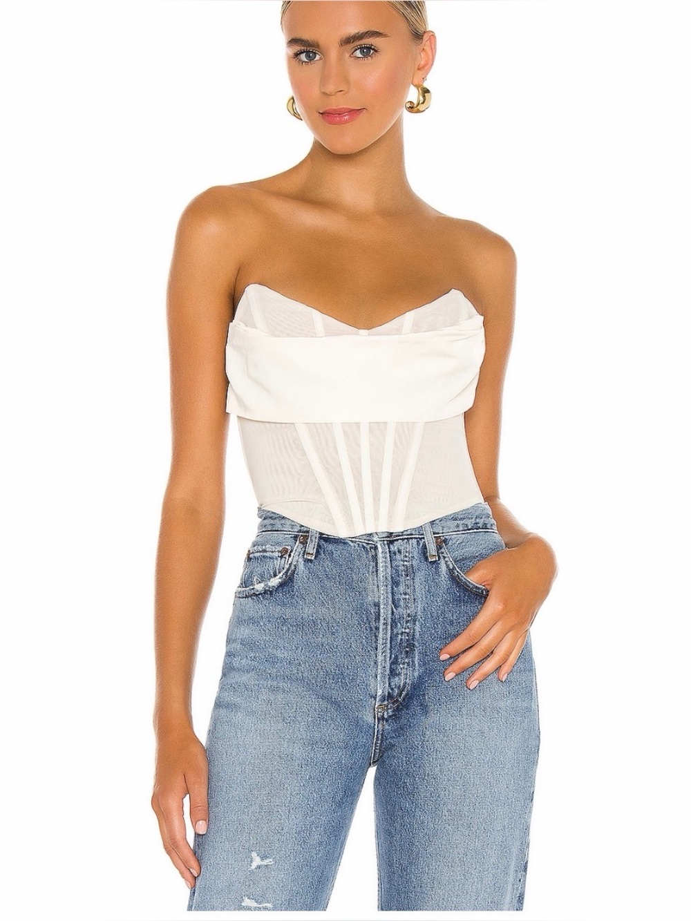 NBD Sheer Bandeau Top in nude size xsmall corset